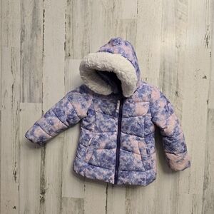 Snozu Toddler Girls Purple and Pink Hooded Puffer Jacket Size 3T